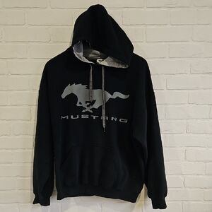 Ford Black Hoodie with Gray Mustang Logo